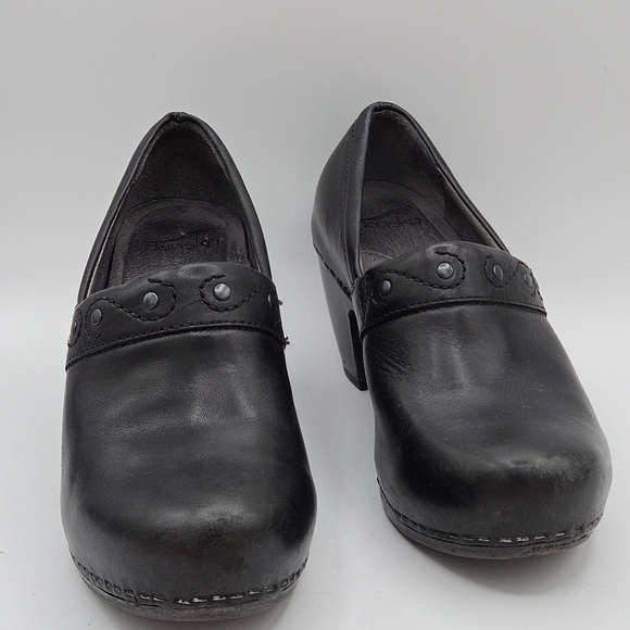 Dansko Riki black leather 2.5" clog loafers size 38 US size 7.5 / 8 - Picture 3 of 16